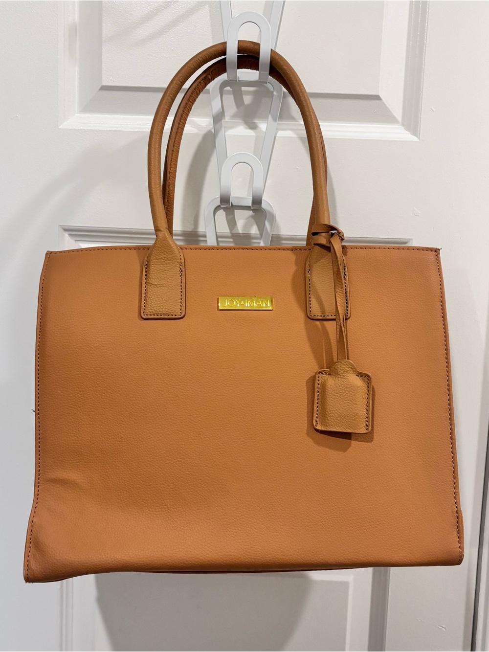 Joy and IMAN Organizer Leather Tote Hollywood Glamour Light Tan Color